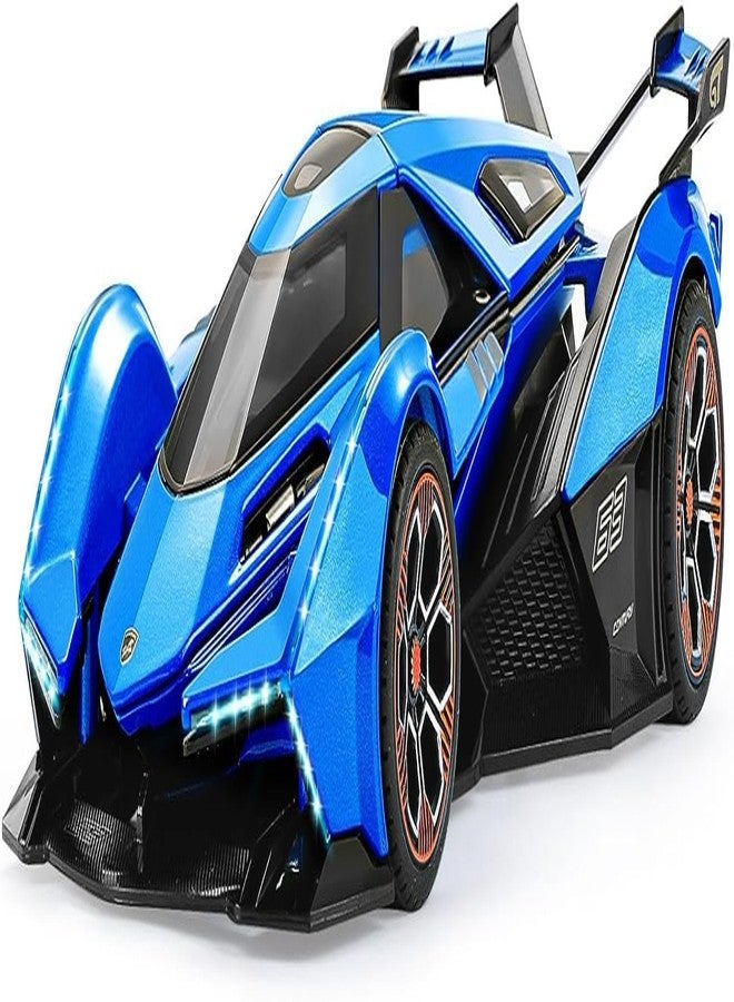 TONIRY Scale Exclusive Alloy Metal Pull Back Die-cast Car Model with Sound Light Mini Auto Toy for Kids Metal Model Toy Car with Sound and Light (1:22 Scale Lamborghini RANBO V12GT-BLUE) - Image 1